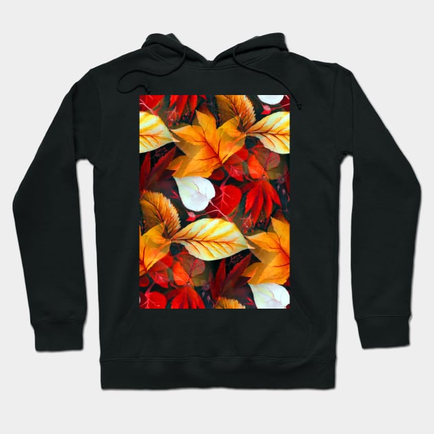 Realm of Foliage with Maple Leaves in Earth Warm Colors Hoodie by Nisuris Art